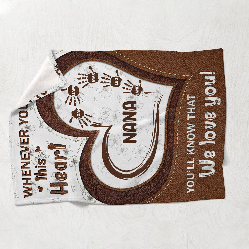 Whenever You Touch This Heart - Personalized Mother's Day Grandma Blanket