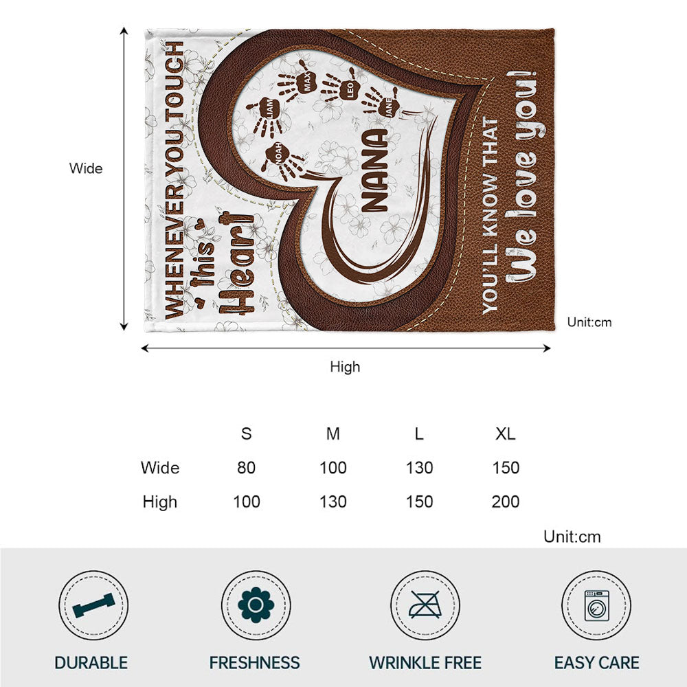 Whenever You Touch This Heart - Personalized Mother's Day Grandma Blanket