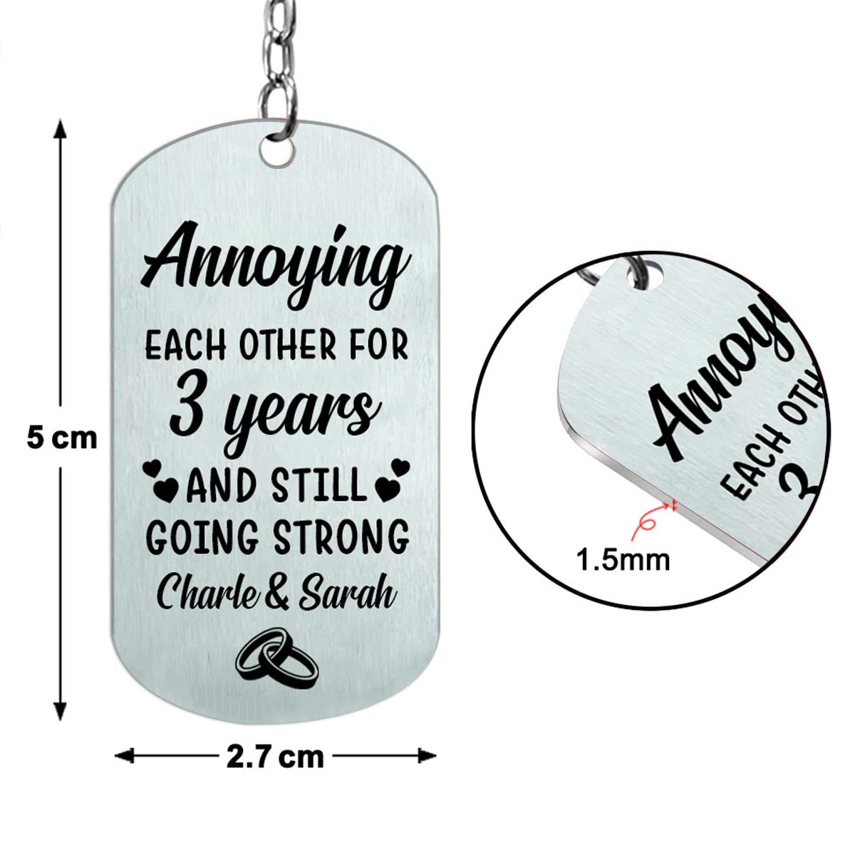 Je suis à toi - Cadeau pour couple (mari, petit ami, femme, petite amie) - Porte-clés personnalisé en acier inoxydable