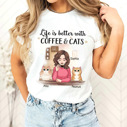 La vie est plus belle avec un chat - T-shirt et sweat à capuche personnalisés pour la fête des mères