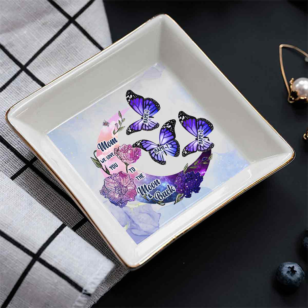 Je t'aime jusqu'à la lune et retour - Porte-bijoux personnalisé pour la fête des mères