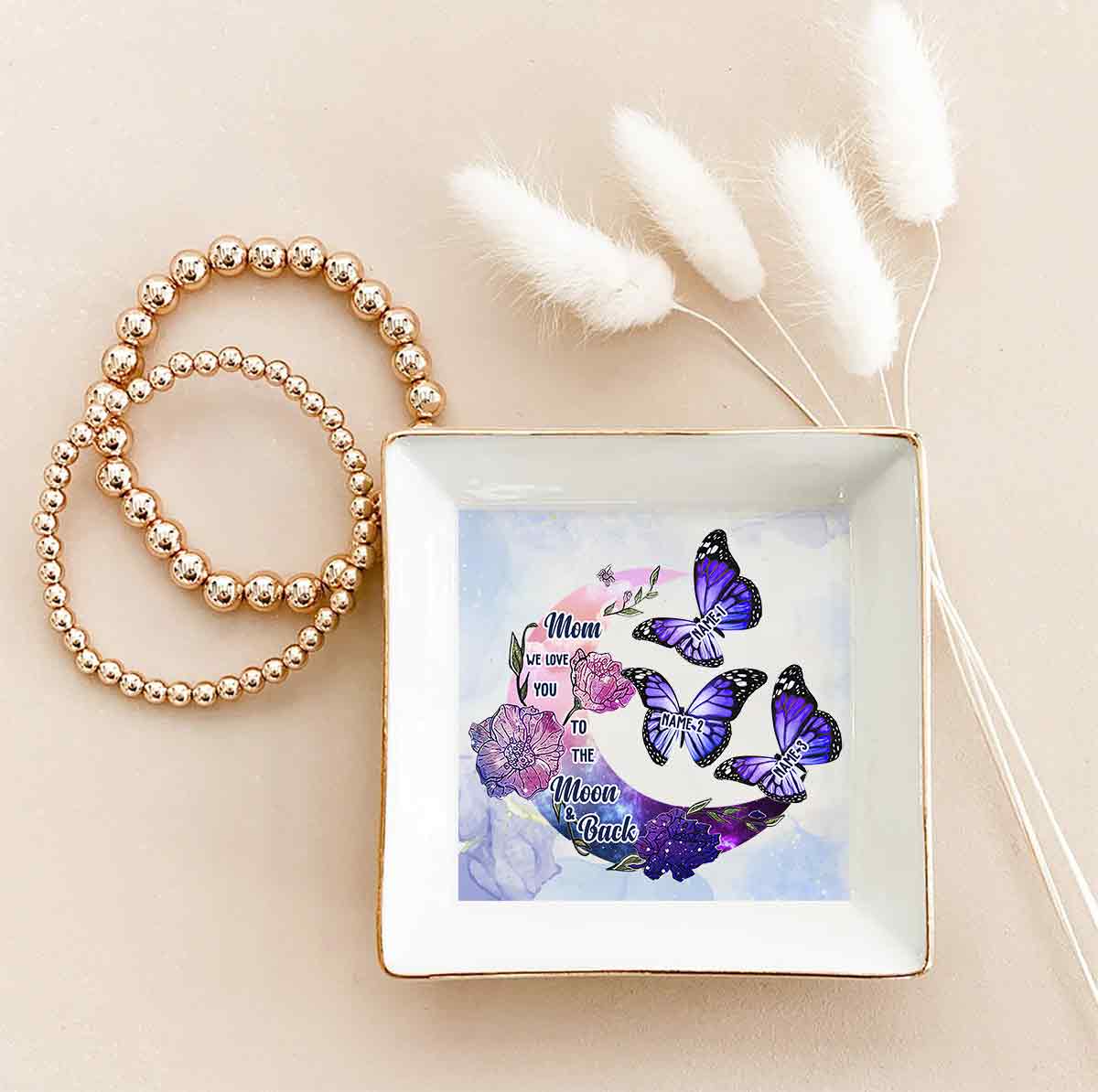 Je t'aime jusqu'à la lune et retour - Porte-bijoux personnalisé pour la fête des mères