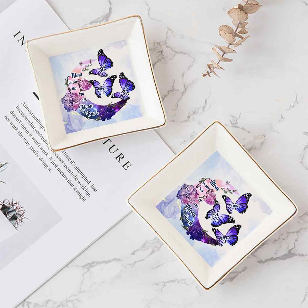 Je t'aime jusqu'à la lune et retour - Porte-bijoux personnalisé pour la fête des mères