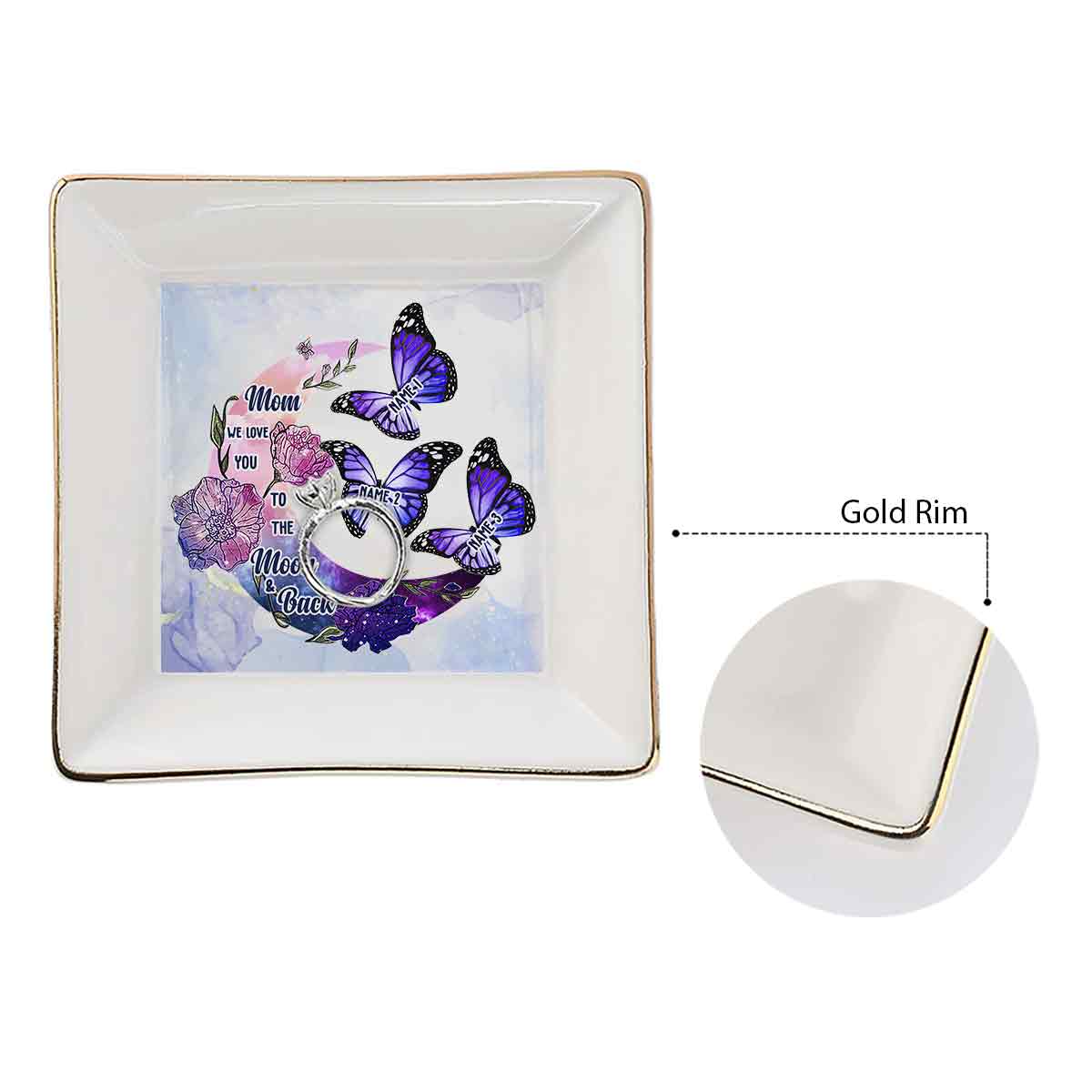 Je t'aime jusqu'à la lune et retour - Porte-bijoux personnalisé pour la fête des mères