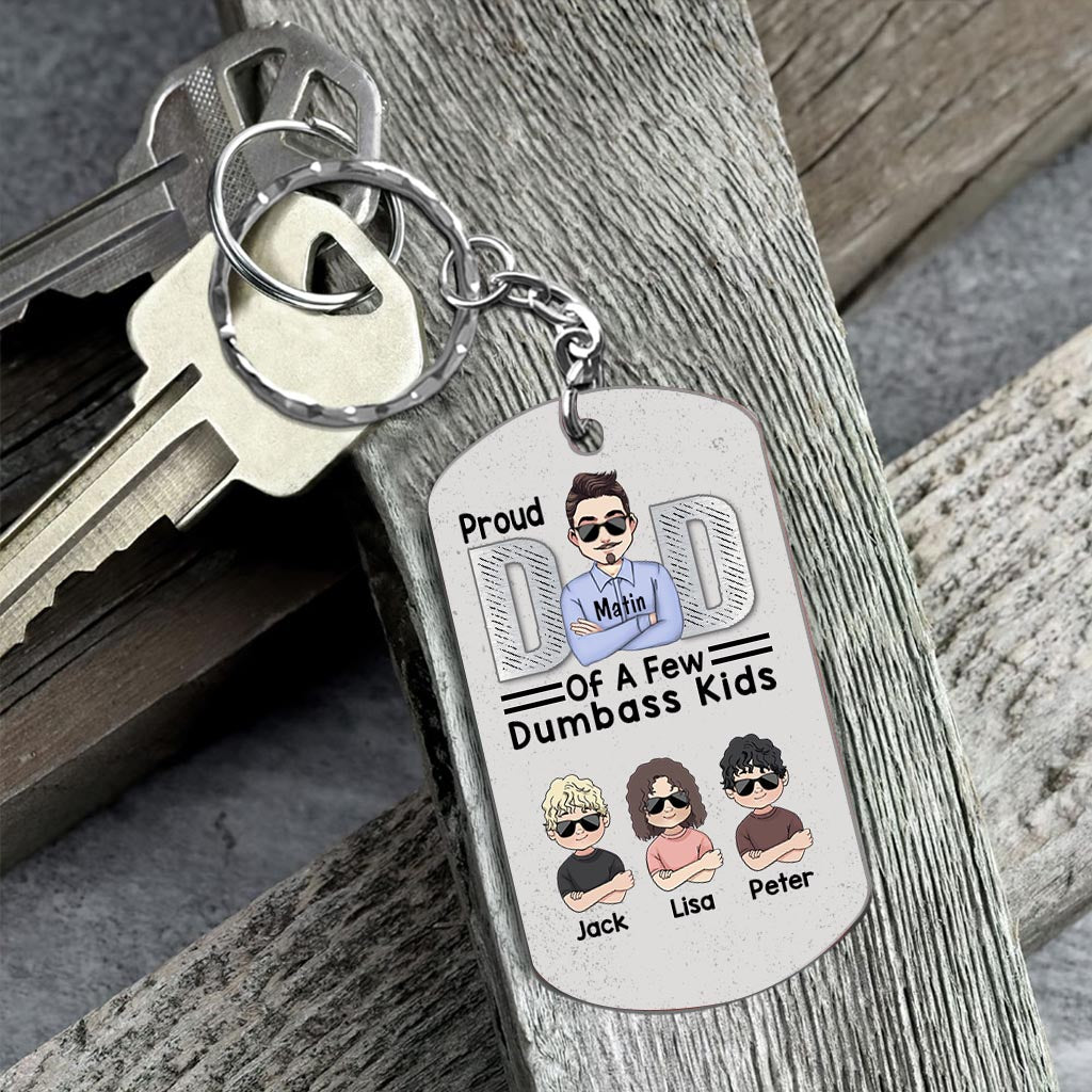 Fier papa de quelques enfants - Porte-clés personnalisé en acier inoxydable pour la fête des pères