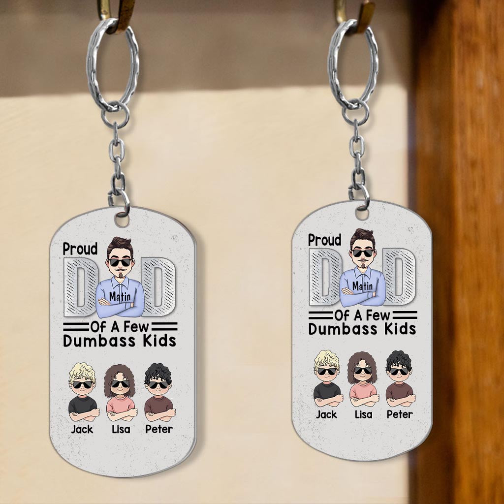Fier papa de quelques enfants - Porte-clés personnalisé en acier inoxydable pour la fête des pères