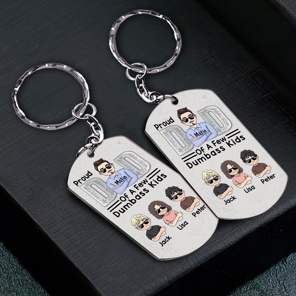 Fier papa de quelques enfants - Porte-clés personnalisé en acier inoxydable pour la fête des pères