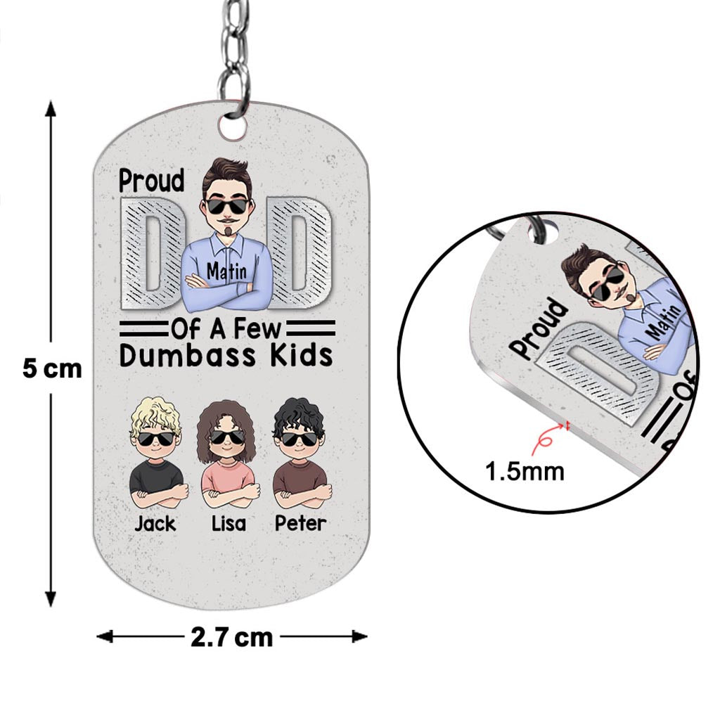 Fier papa de quelques enfants - Porte-clés personnalisé en acier inoxydable pour la fête des pères