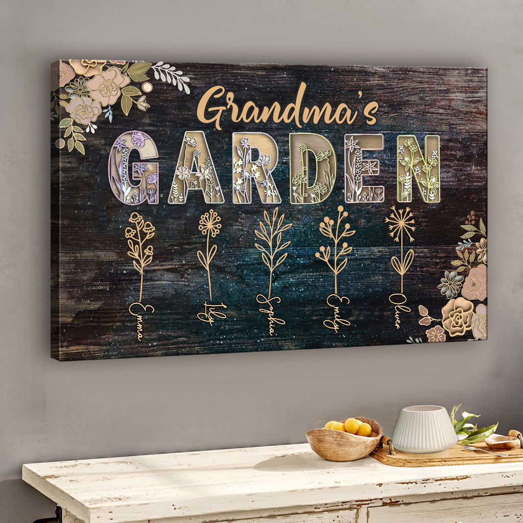 Le jardin de grand-mère - Cadeau pour grand-mère, maman - Toile et affiche personnalisées