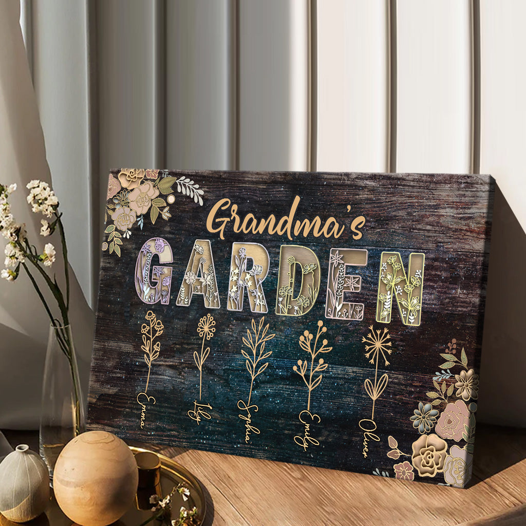 Le jardin de grand-mère - Cadeau pour grand-mère, maman - Toile et affiche personnalisées