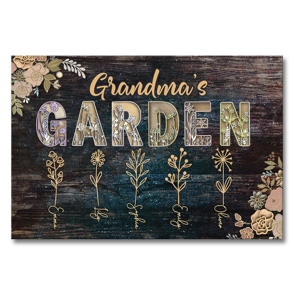 Le jardin de grand-mère - Cadeau pour grand-mère, maman - Toile et affiche personnalisées