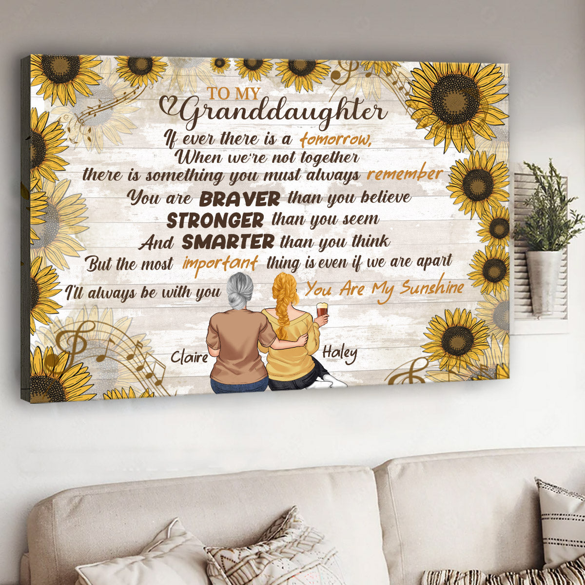 To My Granddaughter - Personalized Mother's Day Grandma Canvas And Poster