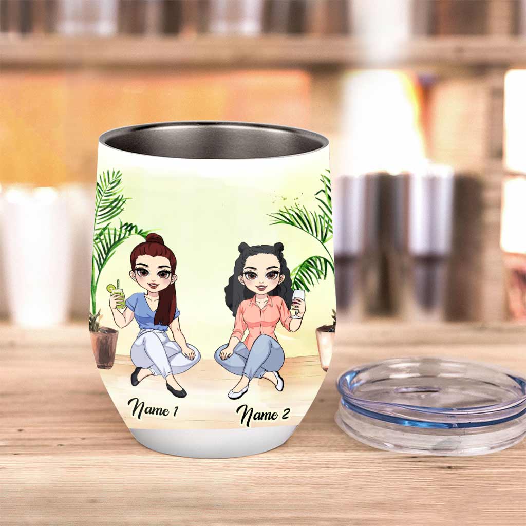 Meilleures amies, on ne boit pas - Gobelet à vin personnalisé