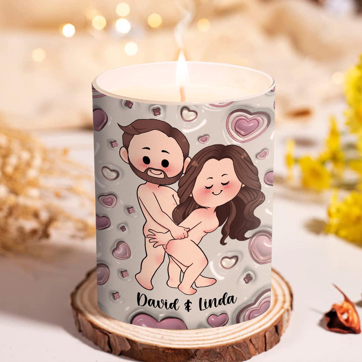 Souffle pour que je puisse - Bougie personnalisée pour couple avec couvercle en bois