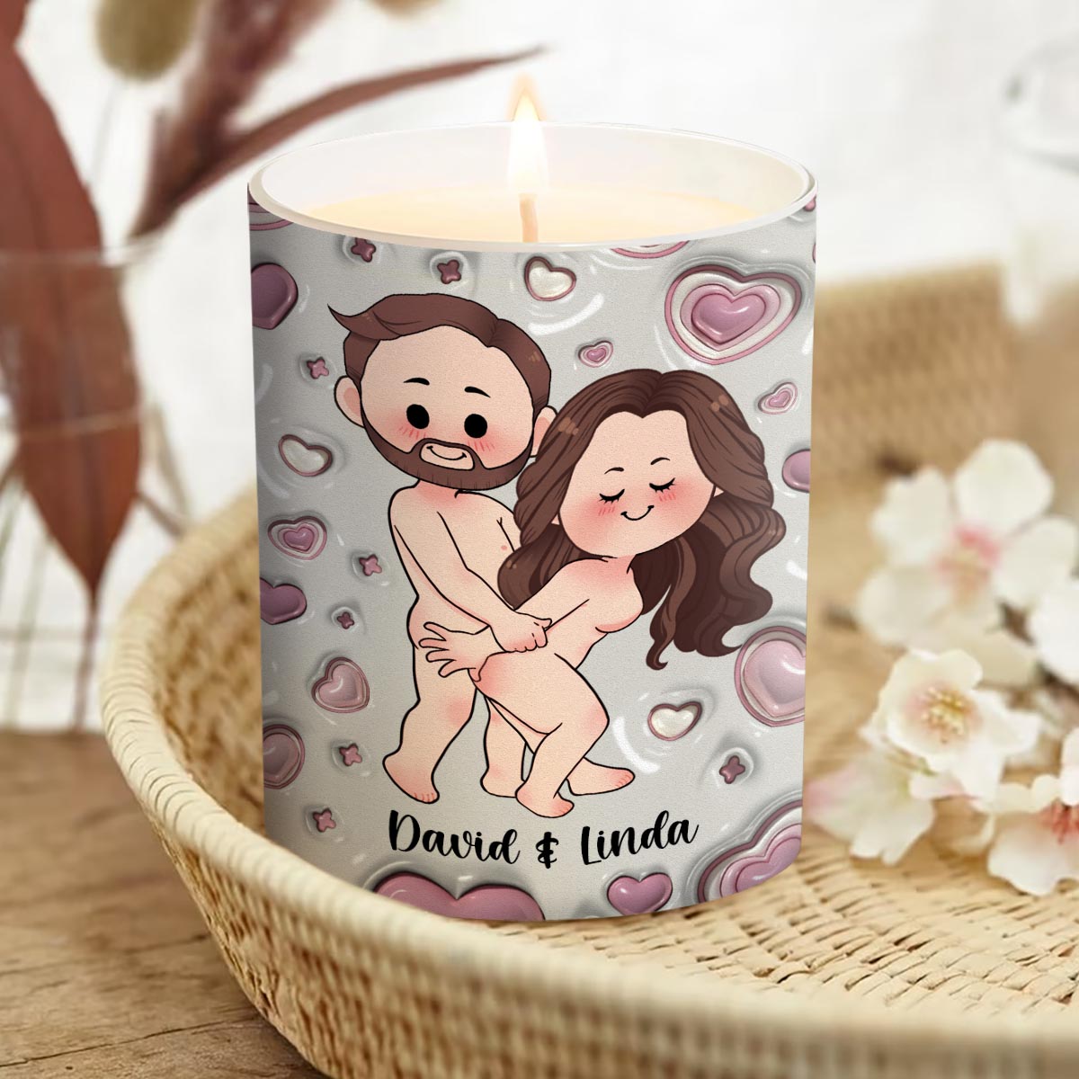 Souffle pour que je puisse - Bougie personnalisée pour couple avec couvercle en bois
