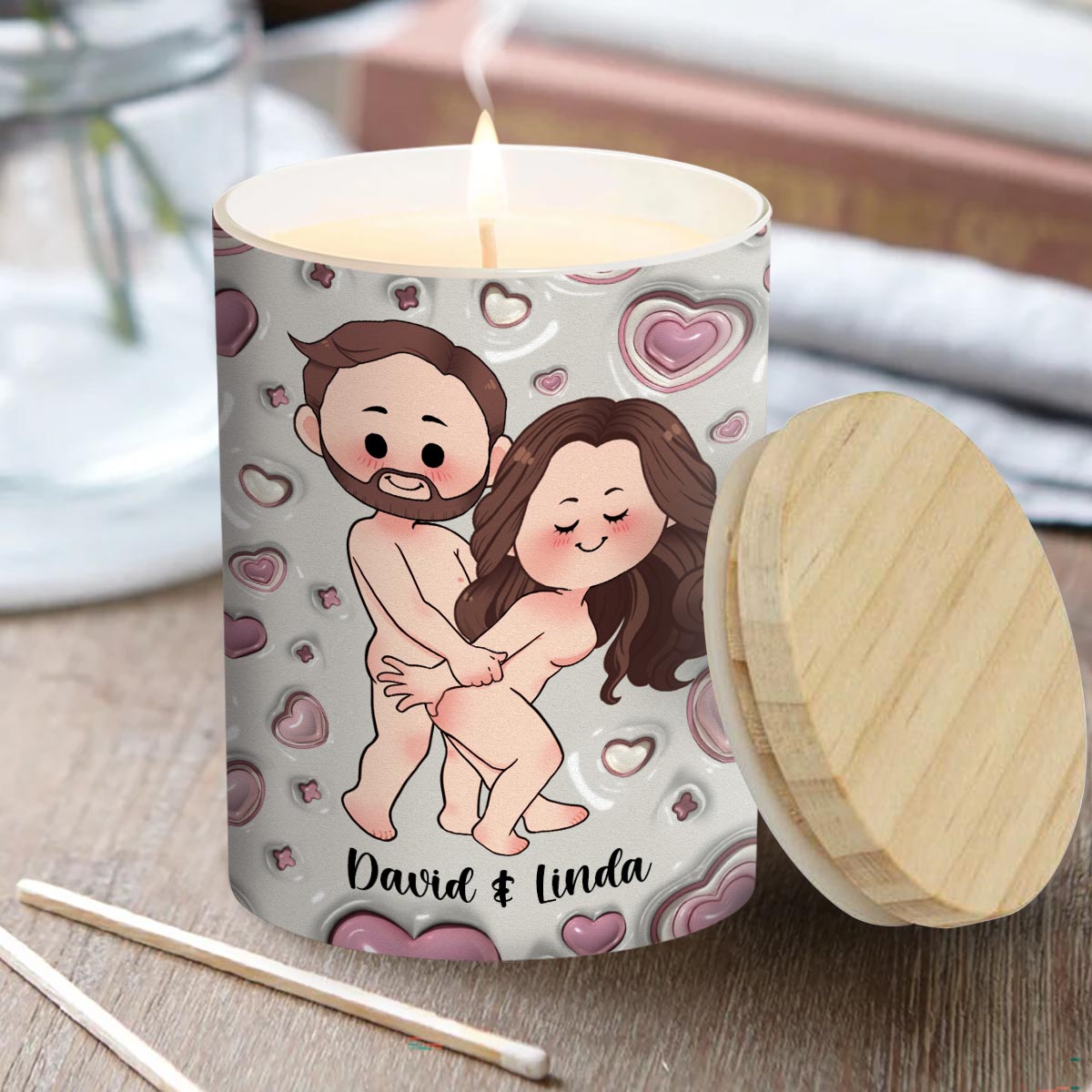 Souffle pour que je puisse - Bougie personnalisée pour couple avec couvercle en bois