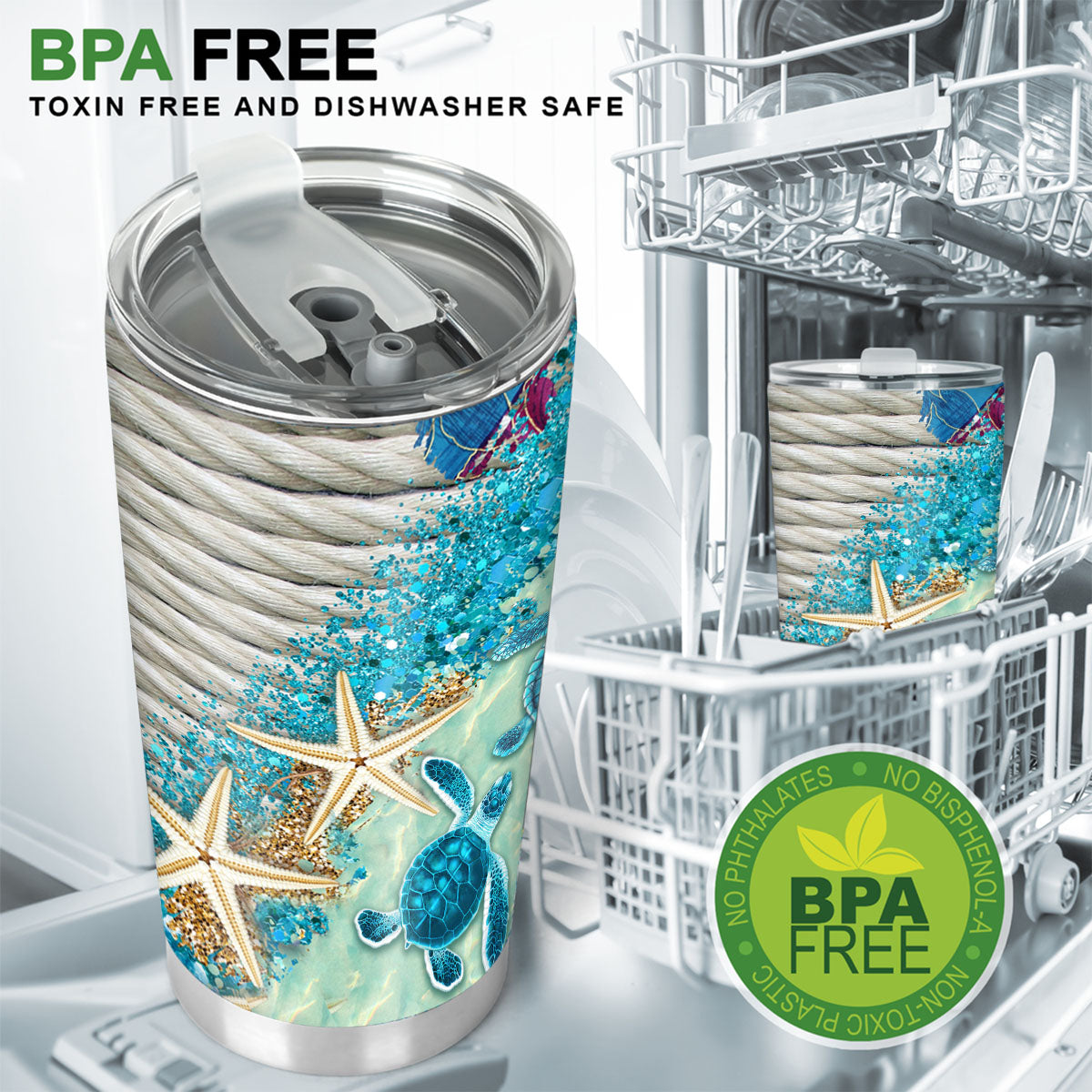 Beach Please - Personalized Turtle Tumbler