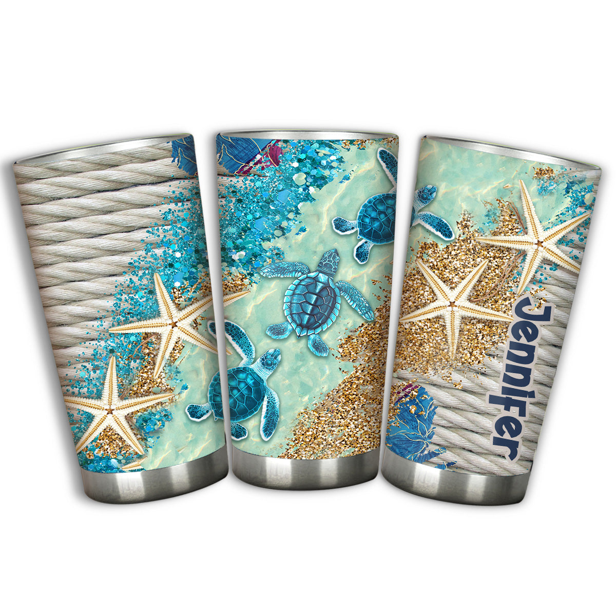 Beach Please - Personalized Turtle Tumbler