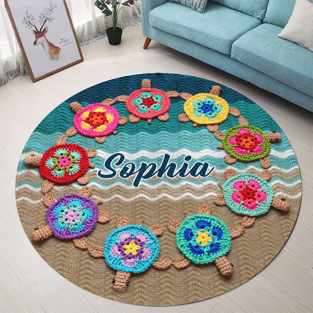 Love Turtles - Personalized Turtle Round Rug