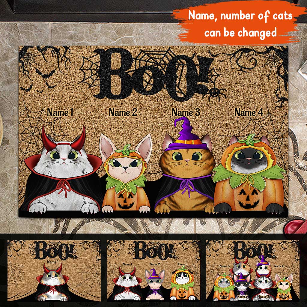 Paillasson personnalisé Chat pour Halloween - Boo Halloween