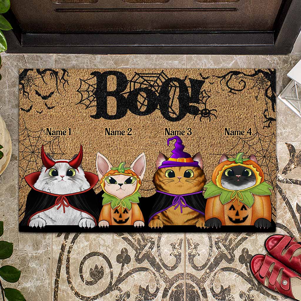 Paillasson personnalisé Chat pour Halloween - Boo Halloween