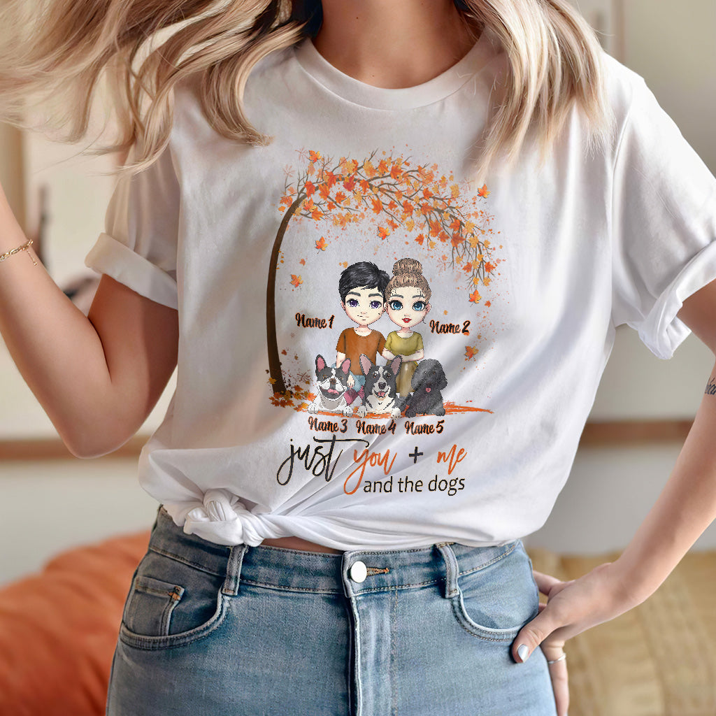 Toi, moi et les chiens - T-shirt et sweat à capuche personnalisés pour couples, idéal pour l'automne