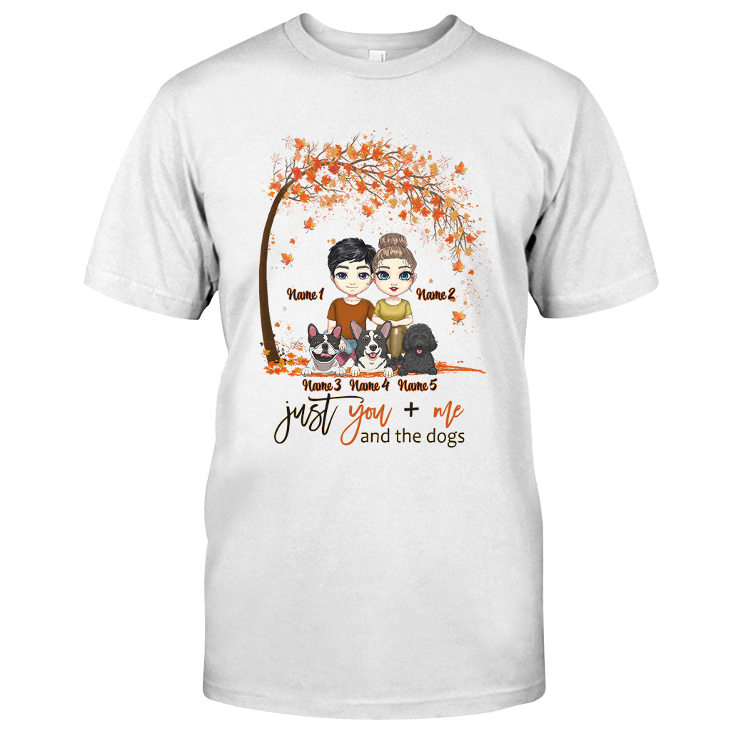 Toi, moi et les chiens - T-shirt et sweat à capuche personnalisés pour couples, idéal pour l'automne