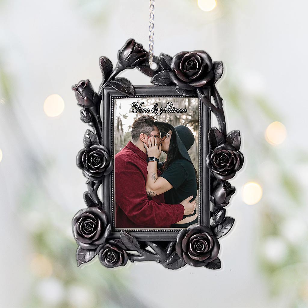 Love Roses - Personalized Christmas Couple Ornament (Printed On Both Sides)