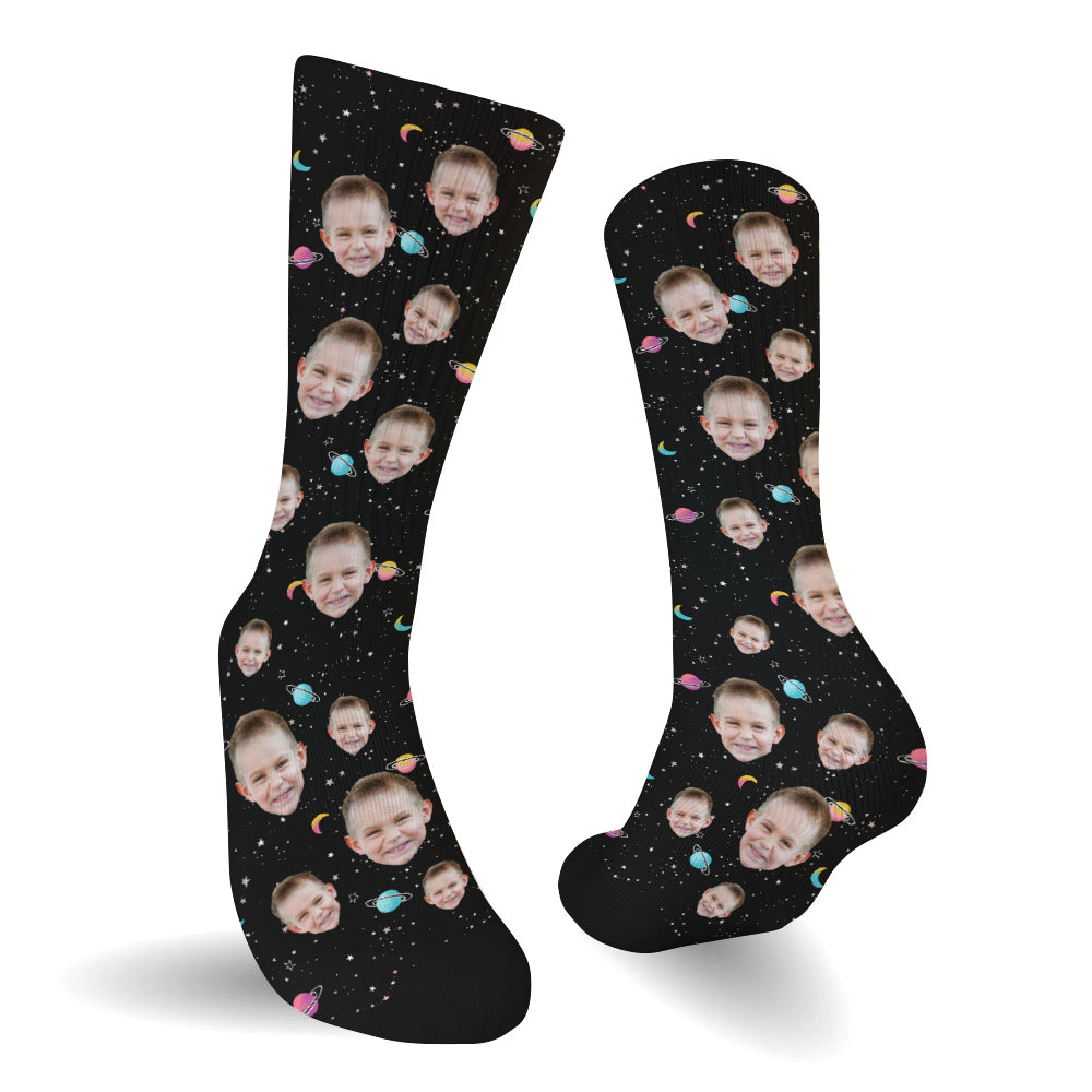 Chaussettes personnalisées pour enfants - Face Galaxy