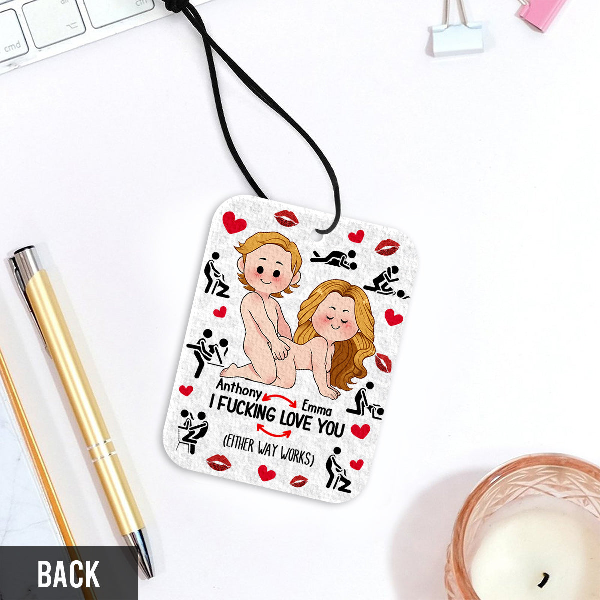 Je t'aime - cadeau pour mari, femme, petit ami, petite amie - Désodorisant rectangulaire personnalisé