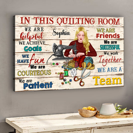 Dans cet atelier de courtepointe - Toile et affiche de courtepointe personnalisées