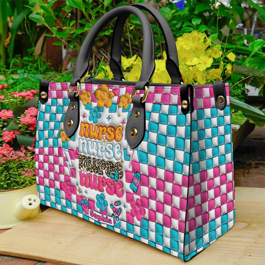 Vie d'infirmière - Cadeau pour une infirmière : maman, elle, épouse, petite amie, amie - Sac à main en cuir personnalisé