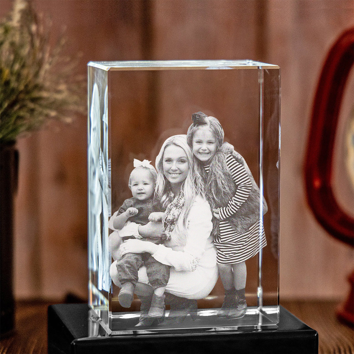 Lampe en cristal 3D cubique gravée au laser avec photo personnalisée - Belle-mère