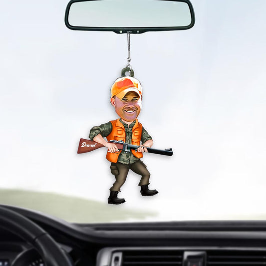 Photo insérée - Ornement de voiture humoristique sur le thème de la chasse - Décoration de voiture personnalisée sur le thème de la chasse