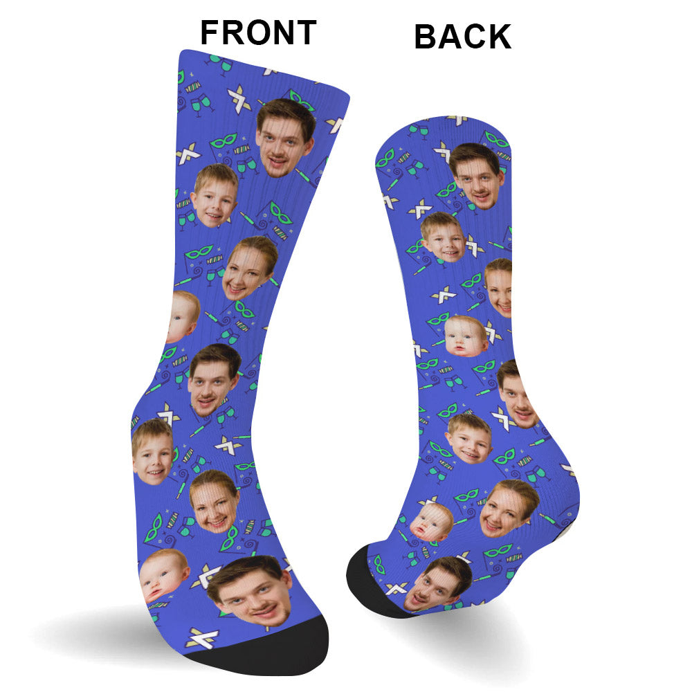Custom Face Party Pattern - Personalized Family Socks