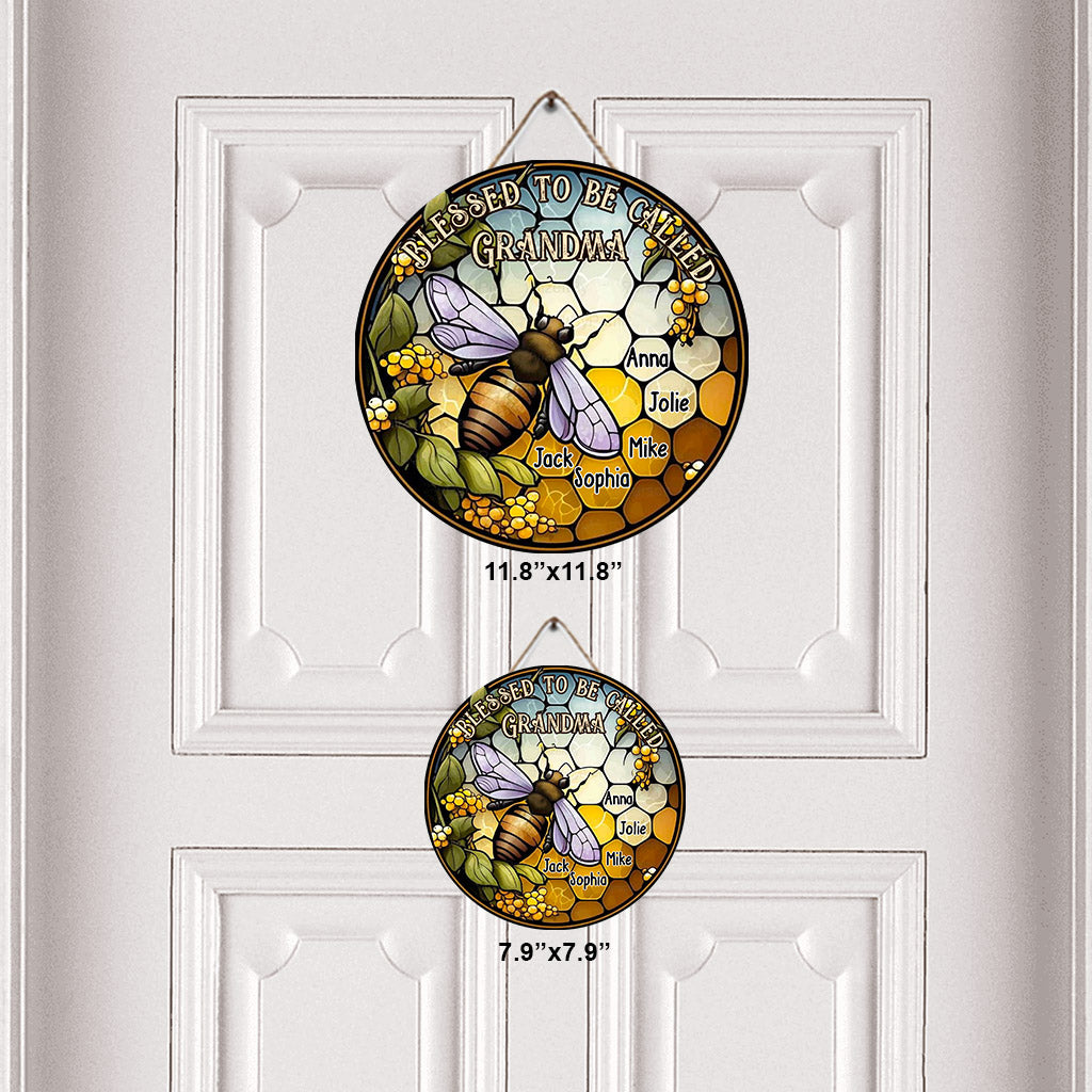 Heureuse d'être appelée Grand-mère/Nana/Mimi... - Panneau rond en bois personnalisé pour grand-mère