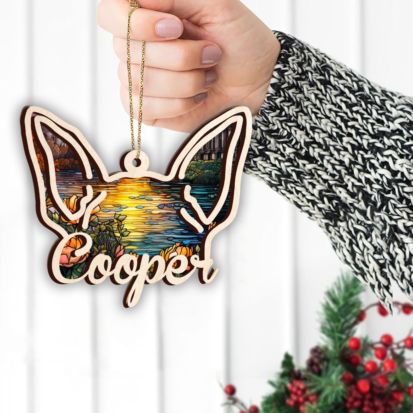 Dog Ears - Gift for dog lovers, cat lover, who lost dog, who lost cat - Personalized 2 Layered Piece Ornament