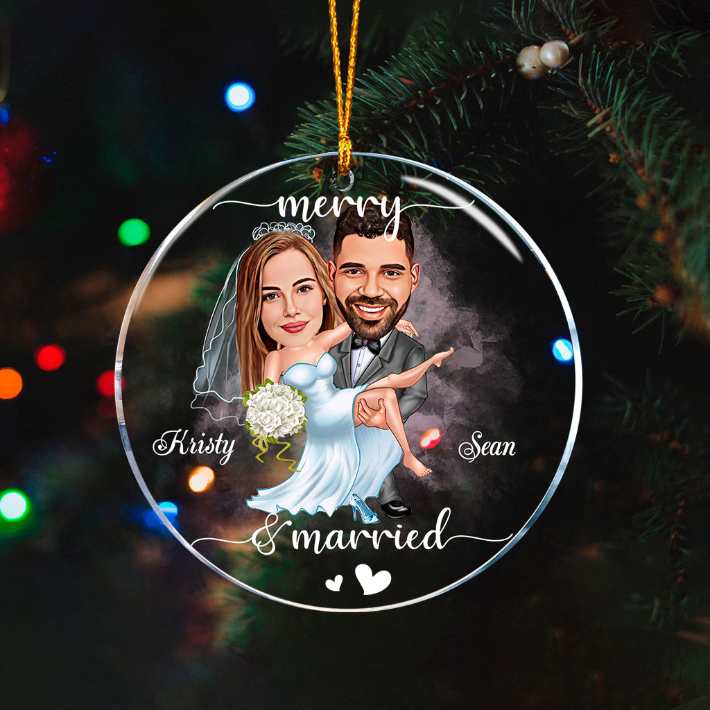 Joyeux mariage - Ornement transparent personnalisé pour mari et femme