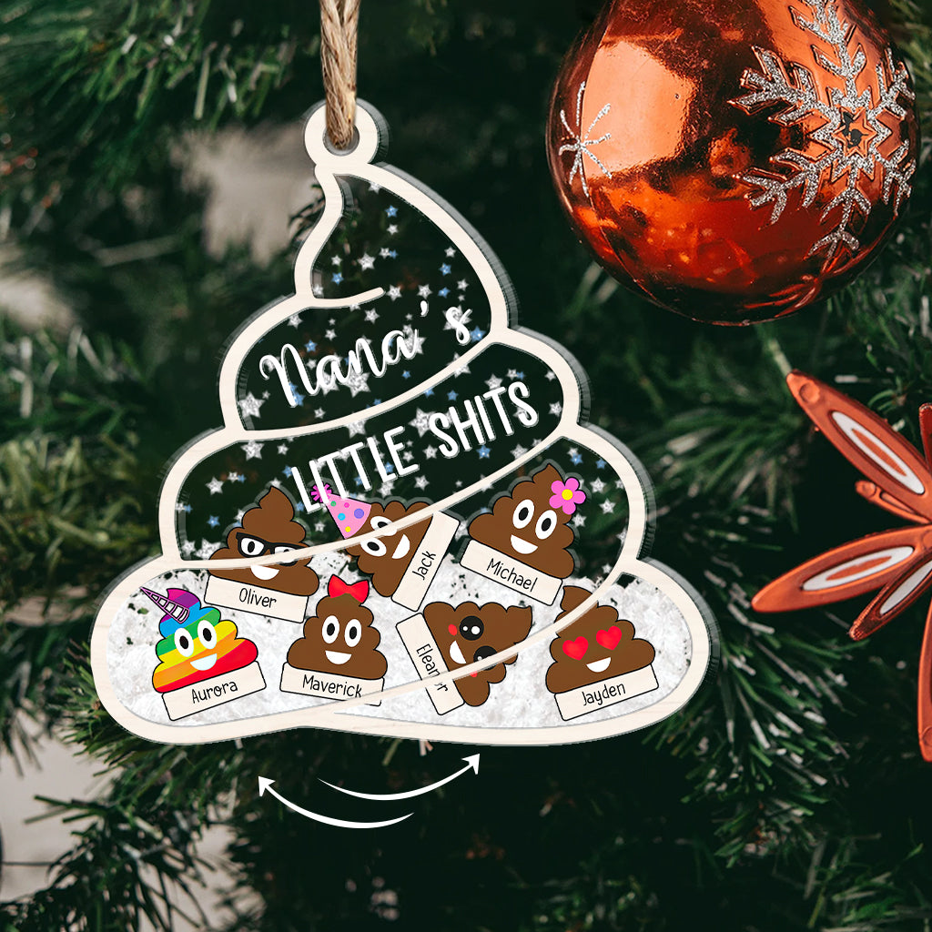 Les petits trésors de Nana - Cadeau pour grand-mère, maman, papa, grand-père - Ornement à secouer personnalisé à 3 couches