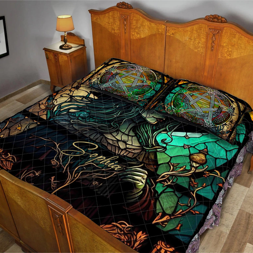 Sorcière mystérieuse - Ensemble de courtepointe personnalisé sur le thème de la sorcière