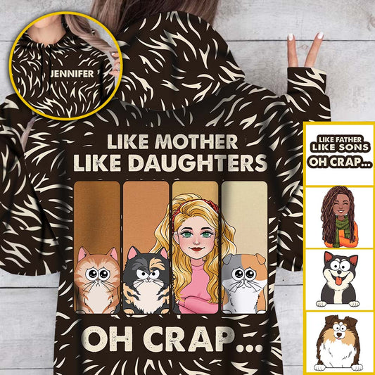 Like Mother Father Like Daughter Son Cats Dogs Pet Lover - Personalized Cat All Over Shirt