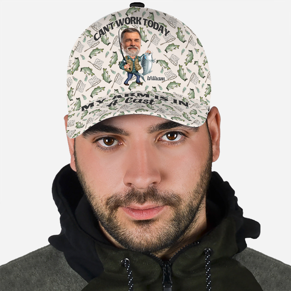 Je ne peux pas travailler aujourd'hui, j'ai le bras dans le plâtre - Casquette de pêche classique personnalisée