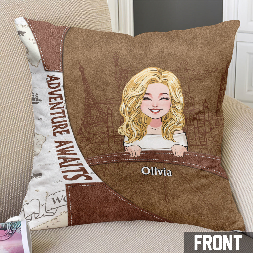 L'aventure vous attend - Coussin de voyage personnalisé