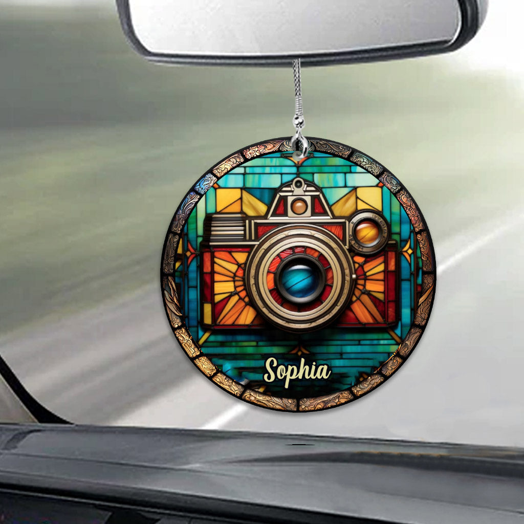 Une fille passionnée de photographie - Ornement de voiture personnalisé avec photo
