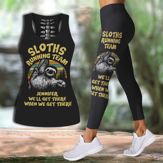 Équipe de course Sloths - Débardeur et legging de course personnalisés ajourés