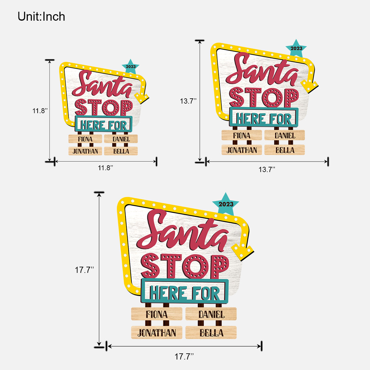 Santa Stop Here For - Personalized Grandma Wood Sign