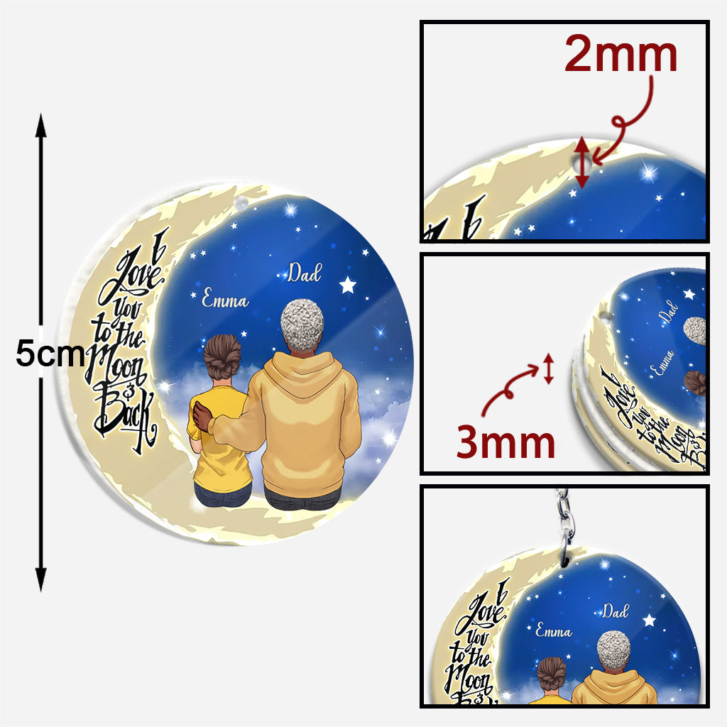 Aller et revenir de la Lune - Cadeau pour grand-mère, maman, papa, grand-père - Porte-clés personnalisé