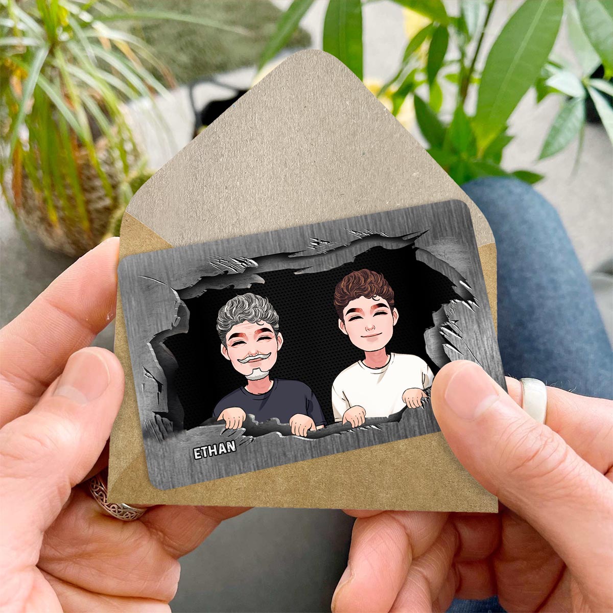 Merci d'être mon héros - Carte personnalisée pour portefeuille papa