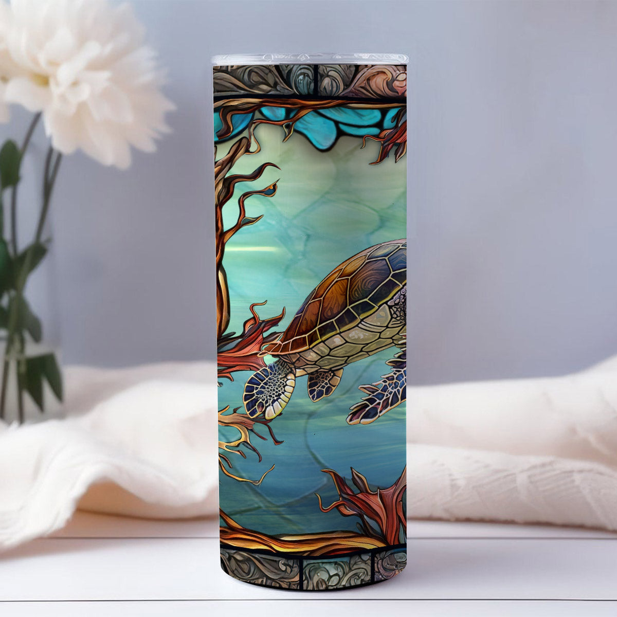 Amoureux des tortues - Gobelet isotherme personnalisé en forme de tortue