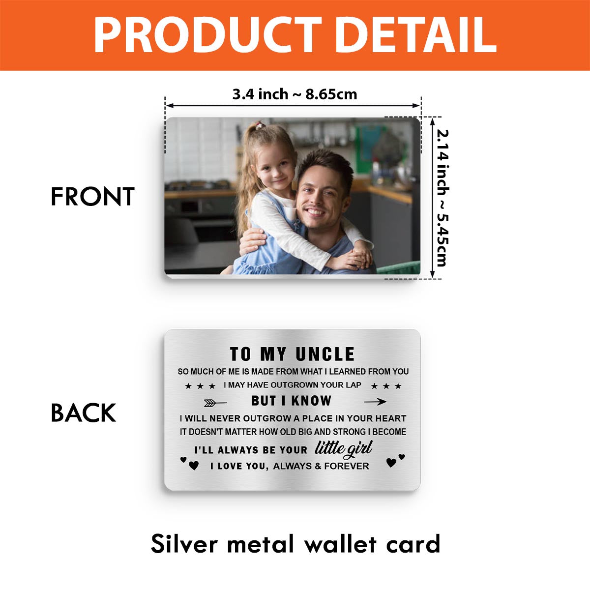 À mon papa - Cadeau pour papa, grand-mère, grand-père, maman, oncle, tante - Carte personnalisée à glisser dans un portefeuille